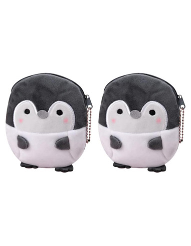 Monedero de Peluche Pingüino Gris NUOBESTY 12x11x2 cm