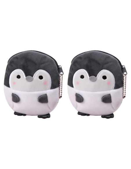 Monedero de Peluche Pingüino Gris NUOBESTY 12x11x2 cm