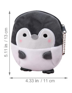 Monedero de Peluche Pingüino Gris NUOBESTY 12x11x2 cm 2