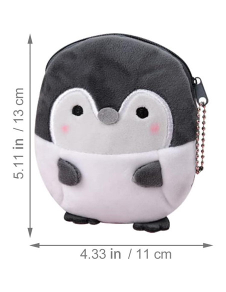 Monedero de Peluche Pingüino Gris NUOBESTY 12x11x2 cm