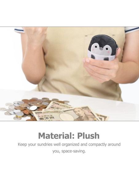 Monedero de Peluche Pingüino Gris NUOBESTY 12x11x2 cm