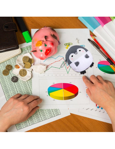 Monedero de Peluche Pingüino Gris NUOBESTY 12x11x2 cm