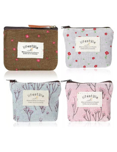 4 Piezas Monederos de Lienzo Floral Luhaomisky