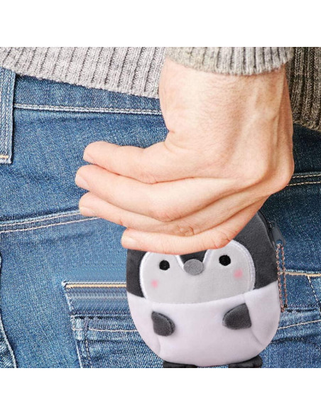 Monedero de Peluche Pingüino Gris NUOBESTY 12x11x2 cm