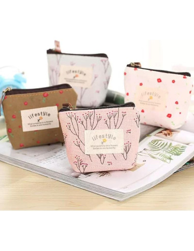 4 Piezas Monederos de Lienzo Floral Luhaomisky