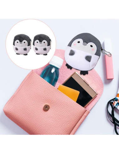Monedero de Peluche Pingüino Gris NUOBESTY 12x11x2 cm
