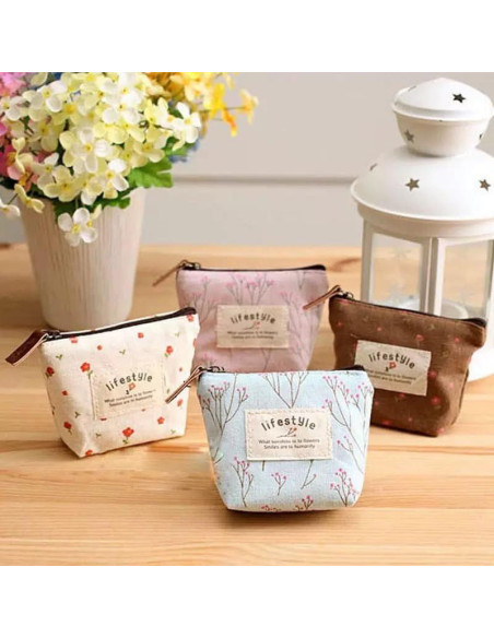 4 Piezas Monederos de Lienzo Floral Luhaomisky