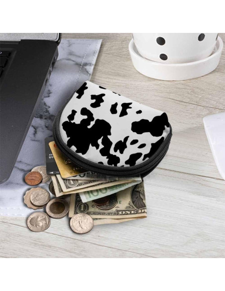 Monedero Pequeño IBILIU de Piel de Vaca Negro y Blanco 12x9cm