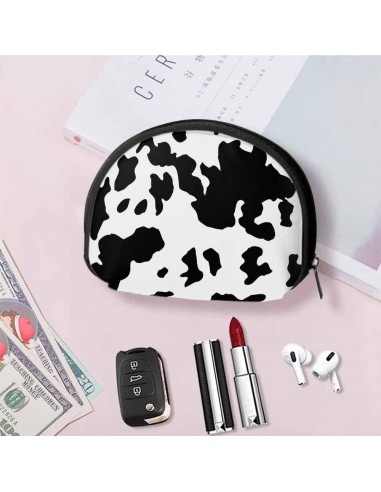 Monedero Pequeño IBILIU de Piel de Vaca Negro y Blanco 12x9cm