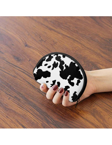 Monedero Pequeño IBILIU de Piel de Vaca Negro y Blanco 12x9cm