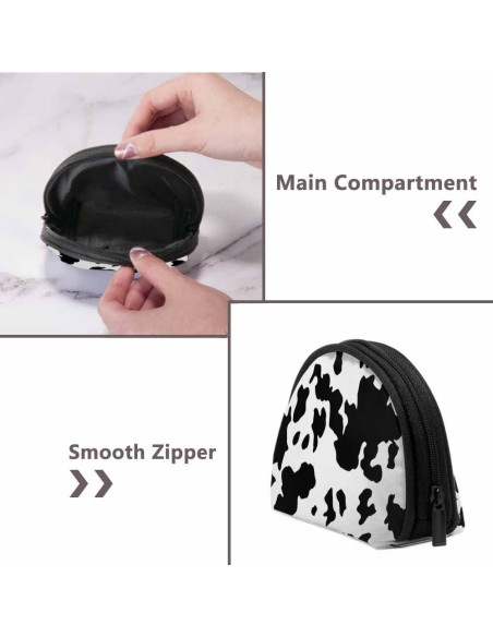 Monedero Pequeño IBILIU de Piel de Vaca Negro y Blanco 12x9cm