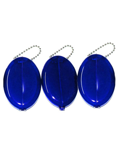 3 Bolsos Ovalados de Presión Bolsillo de Monedas de Goma Azul