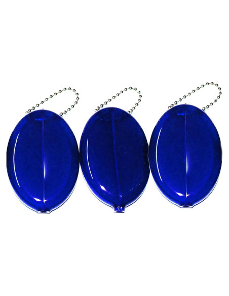 3 Bolsos Ovalados de Presión Bolsillo de Monedas de Goma Azul