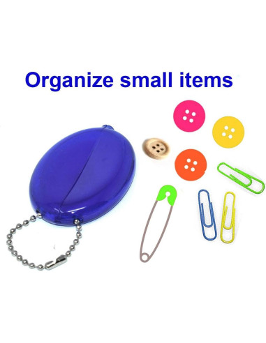 3 Bolsos Ovalados de Presión Bolsillo de Monedas de Goma Azul
