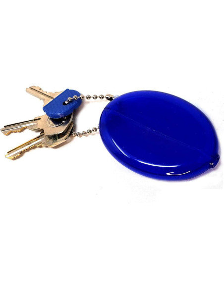 3 Bolsos Ovalados de Presión Bolsillo de Monedas de Goma Azul