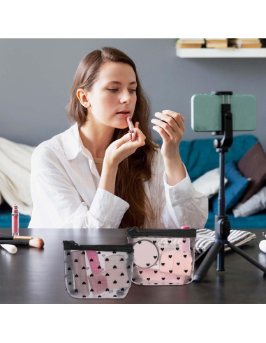 Bolsas de Maquillaje Mini Aiyorse 3 Piezas con Estampado Corazón