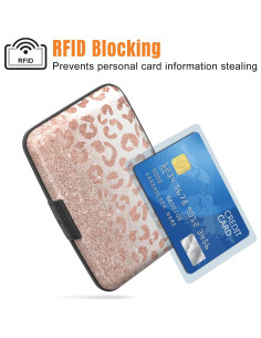 Soporte de Tarjeta de Crédito Rimilak Aluminio Leopardo Rosa 2