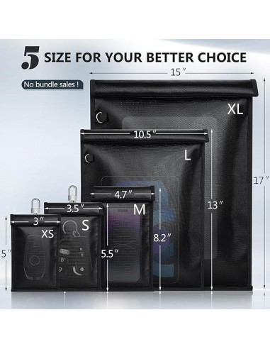 Bolsas Faraday Simket 2 Unidades para Teléfonos y Llaves Auto