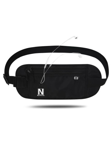 Cinturón de Dinero RFID NovForth Negro - Riñonera Impermeable
