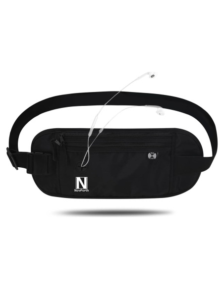 Cinturón de Dinero RFID NovForth Negro - Riñonera Impermeable