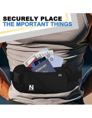 Cinturón de Dinero RFID NovForth Negro - Riñonera Impermeable