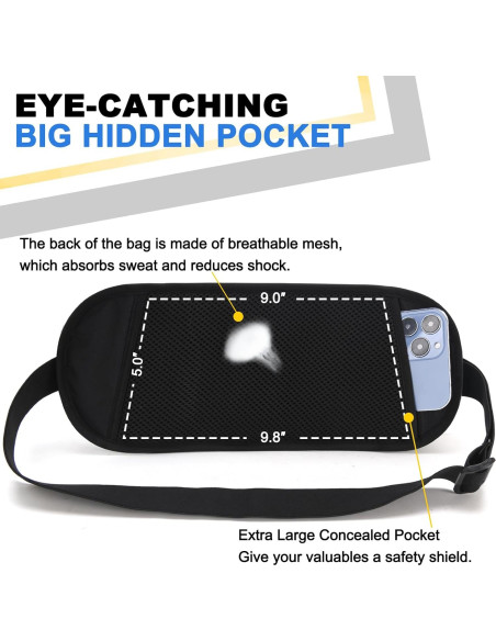 Cinturón de Dinero RFID NovForth Negro - Riñonera Impermeable