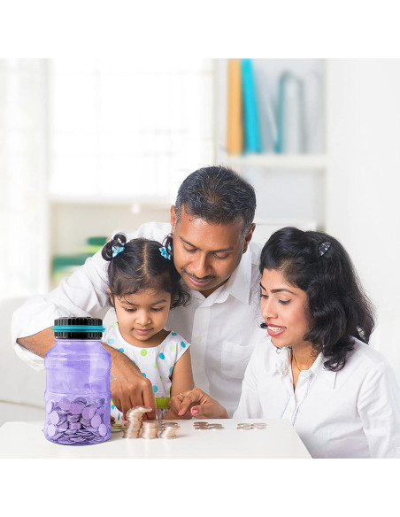 Alcancía Digital Vcertcpl 1.8L con Contador de Monedas Púrpura