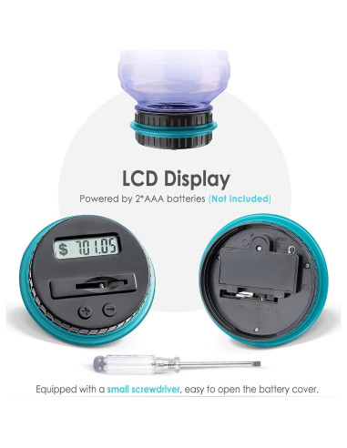 Alcancía Digital Vcertcpl 1.8L con Contador de Monedas Púrpura