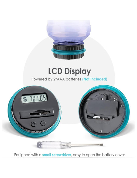 Alcancía Digital Vcertcpl 1.8L con Contador de Monedas Púrpura