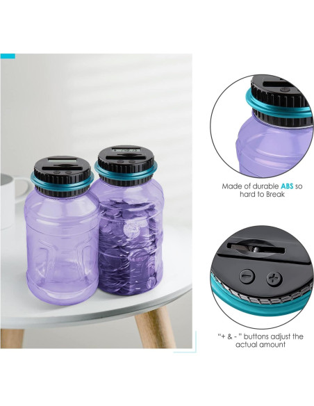 Alcancía Digital Vcertcpl 1.8L con Contador de Monedas Púrpura