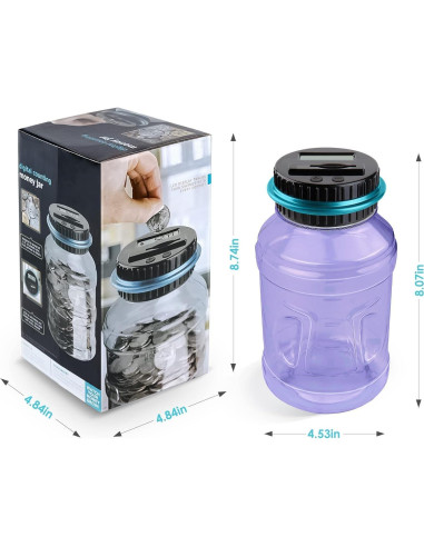 Alcancía Digital Vcertcpl 1.8L con Contador de Monedas Púrpura