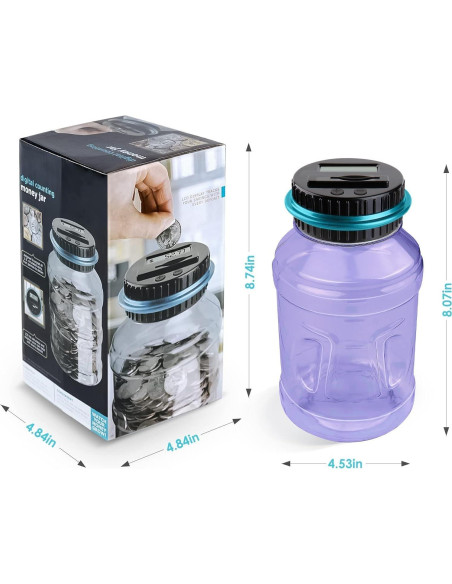 Alcancía Digital Vcertcpl 1.8L con Contador de Monedas Púrpura