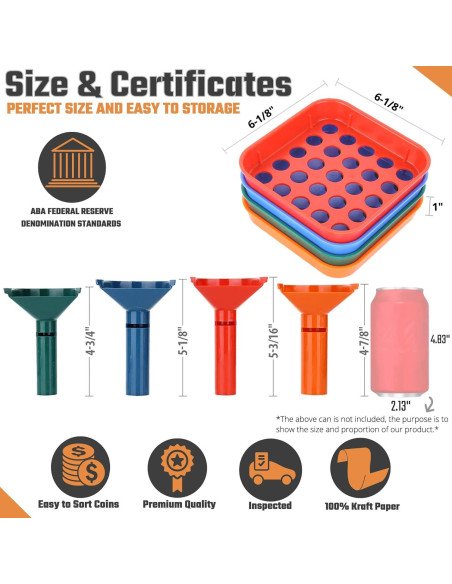 Kit Clasificador de Monedas Budgetizer - 4 Bandejas y 4 Tubos