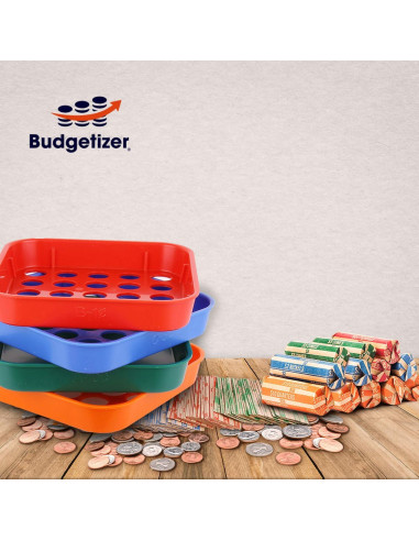 Kit Clasificador de Monedas Budgetizer - 4 Bandejas y 4 Tubos