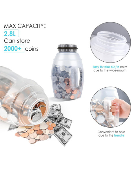 Hucha Digital Vcertcpl X-Large 2.8L con Contador LCD Gris