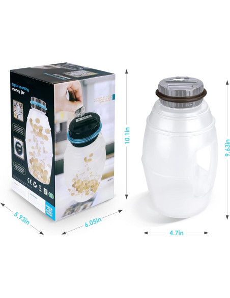 Hucha Digital Vcertcpl X-Large 2.8L con Contador LCD Gris