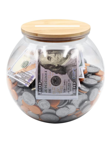 Tarro de Monedas Claro Yamahiko 3/4 Galón con Tapa Ranurada