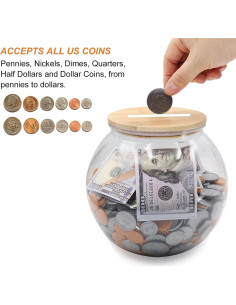 Tarro de Monedas Claro Yamahiko 3/4 Galón con Tapa Ranurada 2