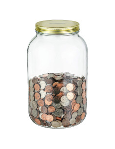 Tarro de Monedas Grande Kitchentoolz 1 Galón con Tapa Dorada