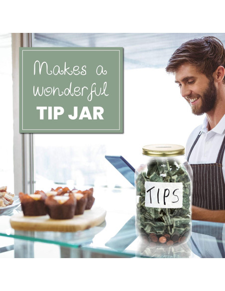 Tarro de Monedas Grande Kitchentoolz 1 Galón con Tapa Dorada