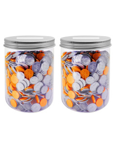 Tarro de Ahorro Grande Mczxon 2-Pack Plástico Transparente