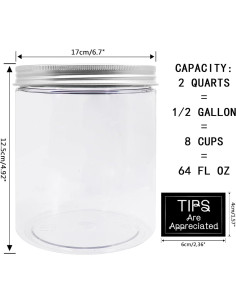 Tarro de Ahorro Grande Mczxon 2-Pack Plástico Transparente 2