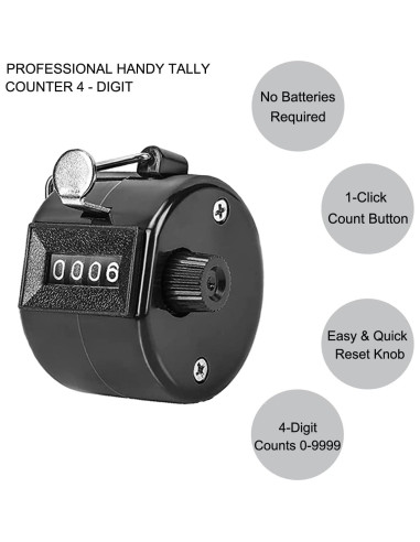Contador Clicker de Mano TESEAS - Paquete de 3, 4 Dígitos