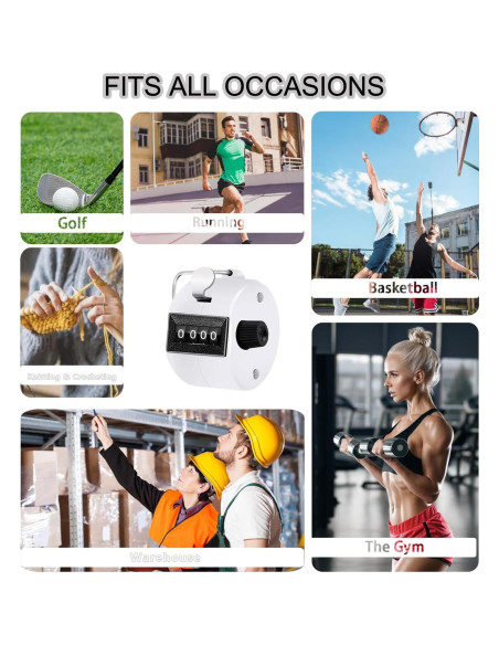 Contador Clicker de Mano TESEAS - Paquete de 3, 4 Dígitos