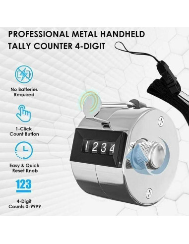 Contador Mecánico Sndperiexam Plateado 4 Dígitos con Caja