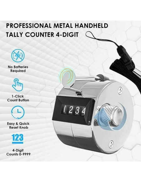 Contador Mecánico Sndperiexam Plateado 4 Dígitos con Caja