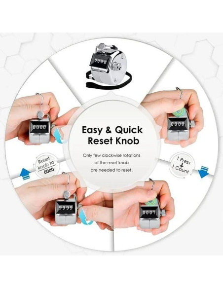 Contador Mecánico Sndperiexam Plateado 4 Dígitos con Caja