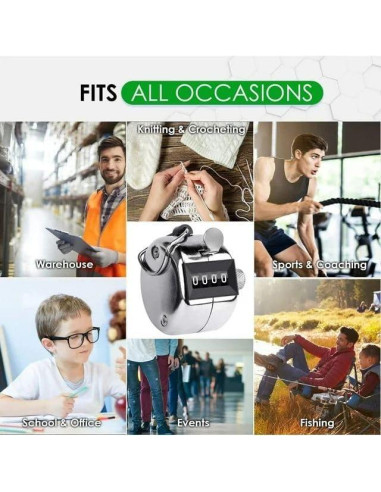 Contador Mecánico Sndperiexam Plateado 4 Dígitos con Caja