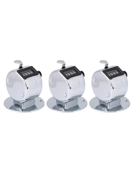 Contador Manual Mecánico Bnineteenteam 3pcs 4 Dígitos Plata