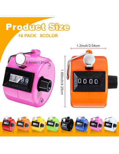 16 Contadores de Clicker de Mano JOUTYFOR 4 Dígitos Coloridos